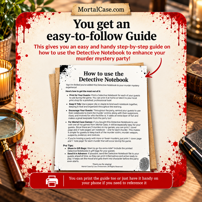 Printable Detective Notebook – Murder Mystery Game Notes PDF