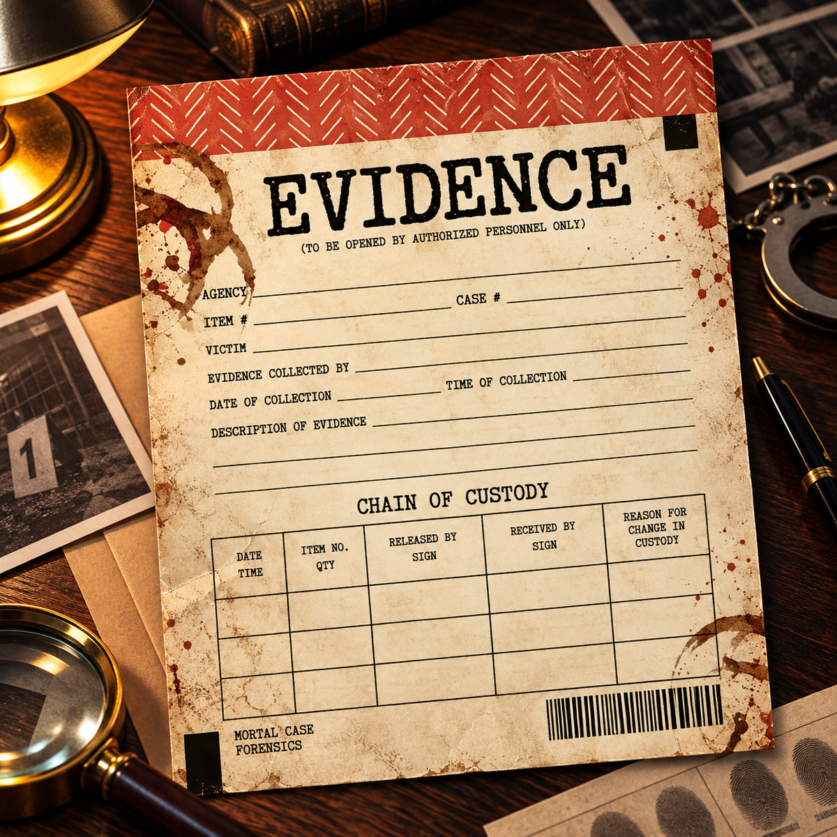 Printable Chain of Custody Evidence Template – Murder Mystery Game PDF