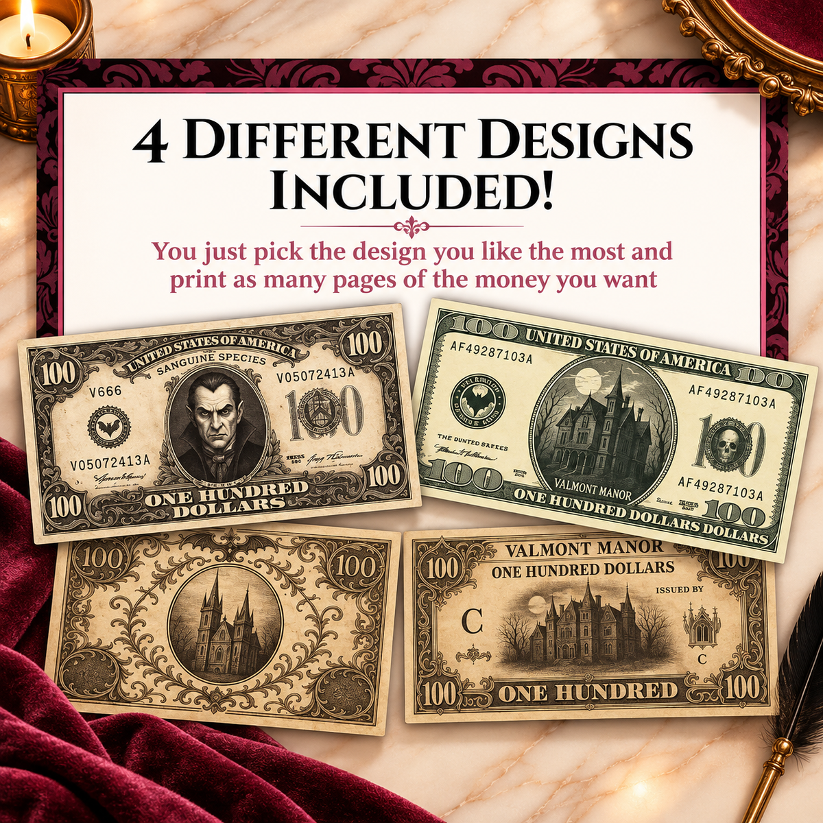 Monster Mansion Printable Game Money – Murder Mystery Party Props