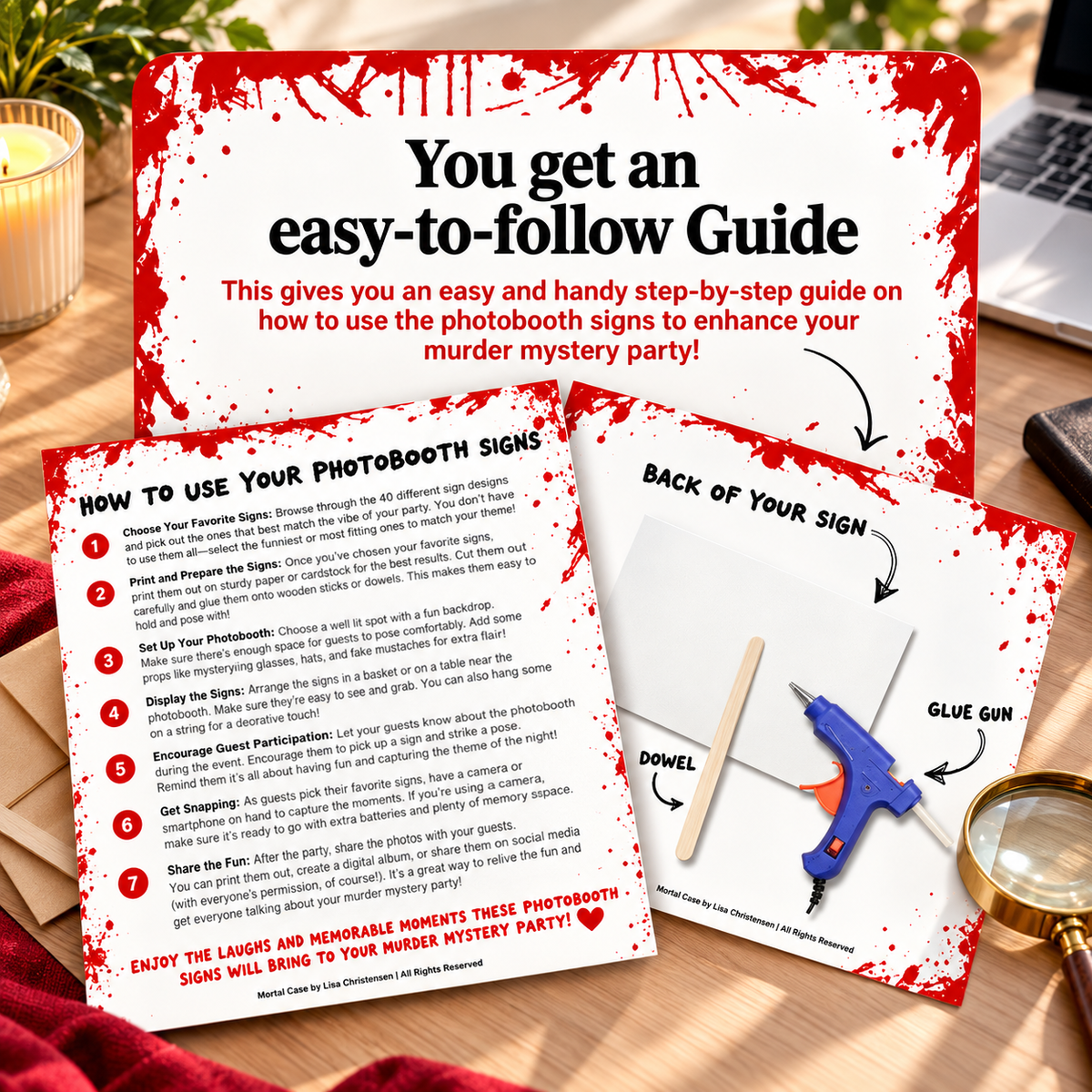 40 Murder Mystery Photo Booth Signs – Printable Party Props PDF