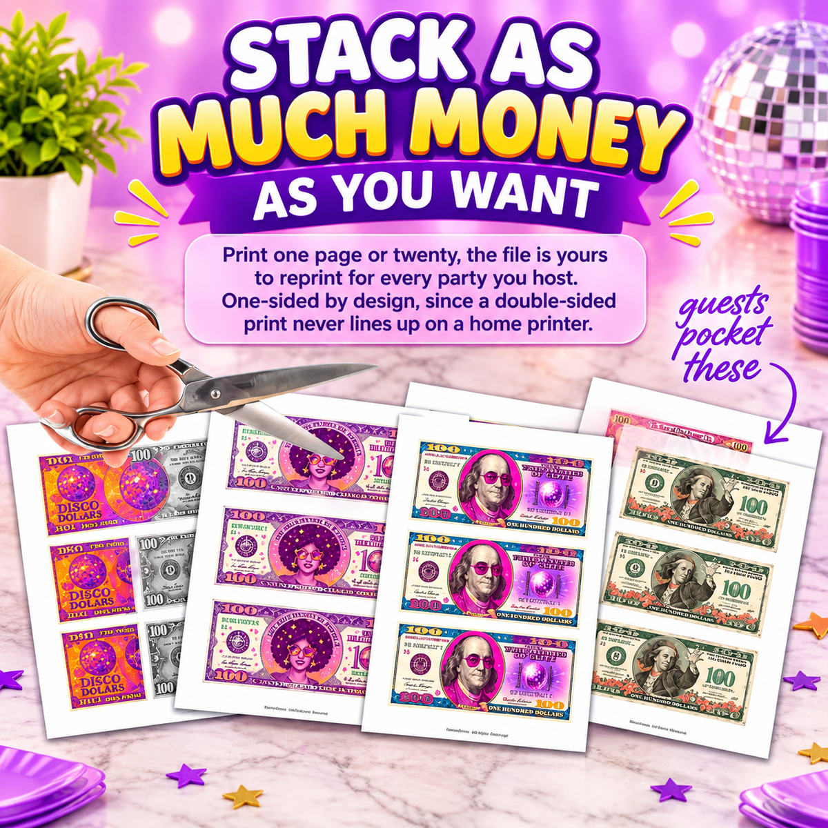 A Killer Disco Party Game Money – Printable Murder Mystery Party Props