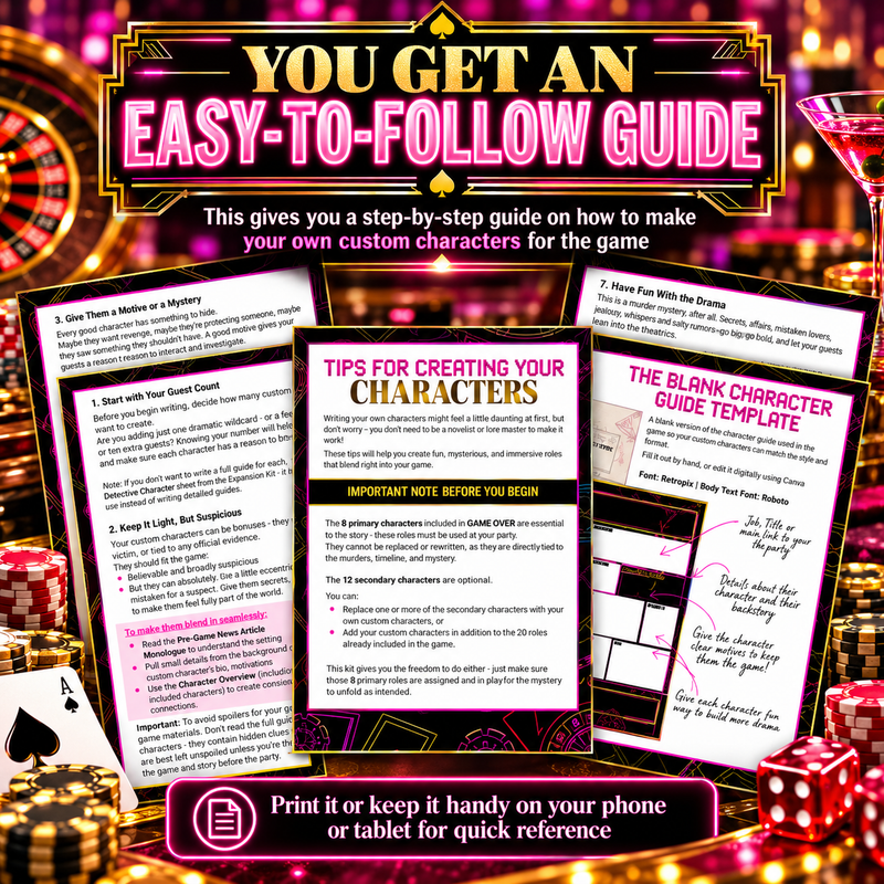 Game Over Party DIY Host Kit – Custom Character Templates