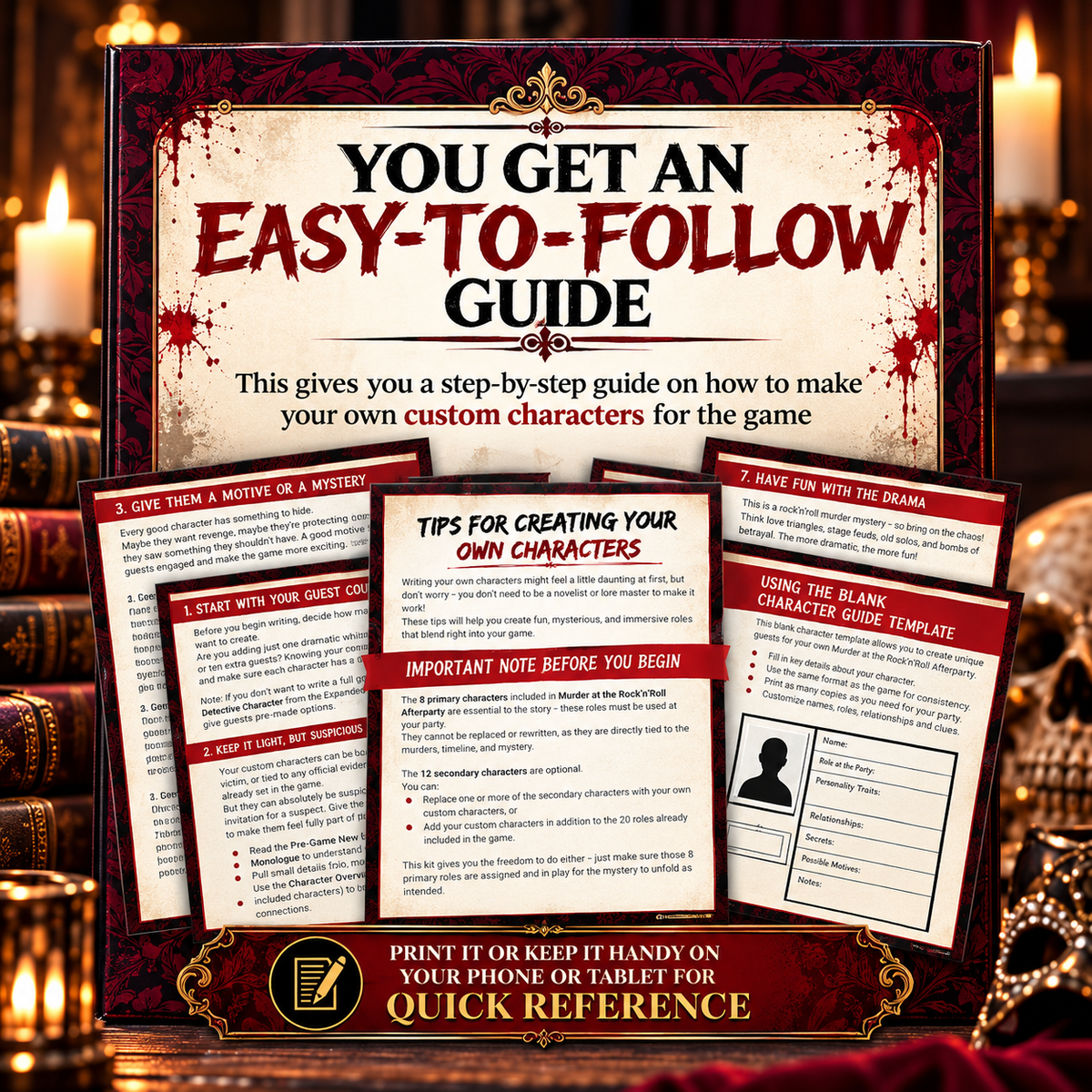 Murder at the Rock 'n' Roll After party DIY Host Kit – Custom Character Templates