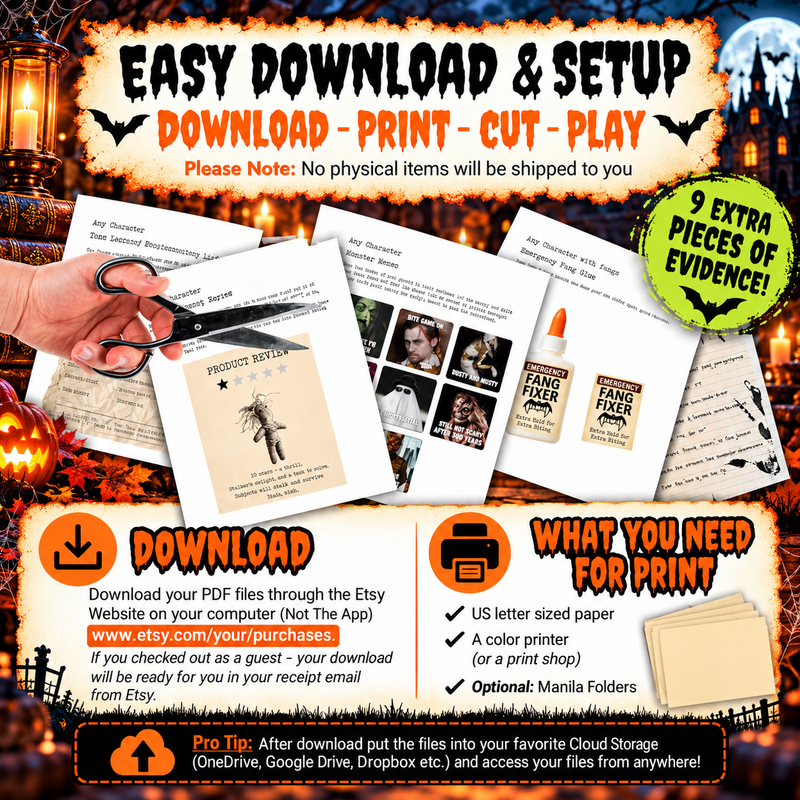 Murder Among Monsters Expansion Kit – Halloween Murder Mystery Party Game Add-On