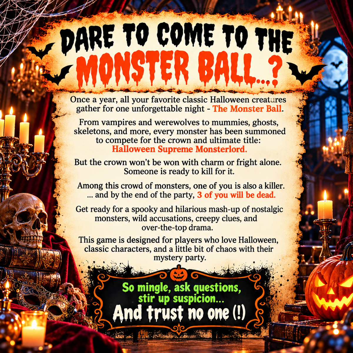 Murder Among Monsters – Classic Halloween Murder Mystery Party Game