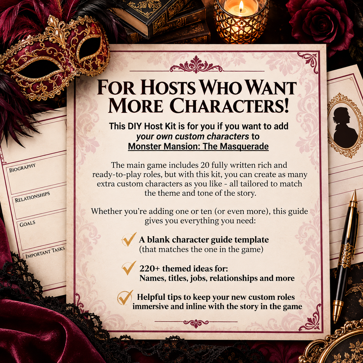 Monster Mansion Masquerade DIY Host Kit – Custom Character Templates