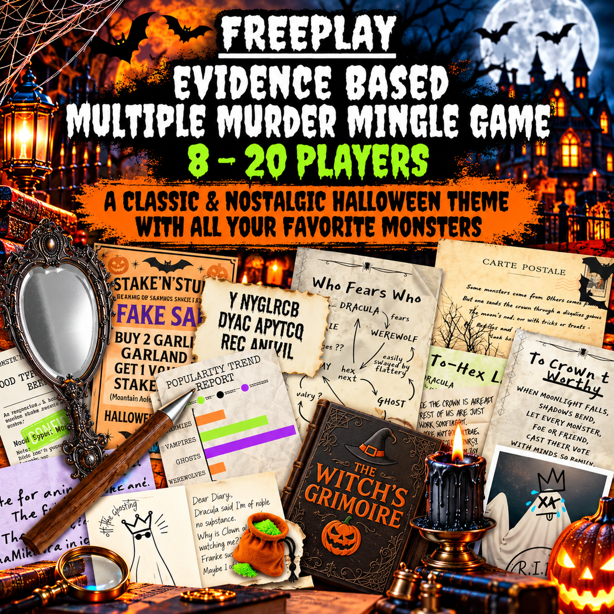Murder Among Monsters – Classic Halloween Murder Mystery Party Game