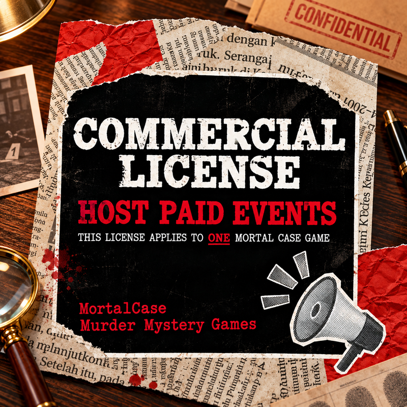Murder Mystery Game Commercial License – Host Paid Events