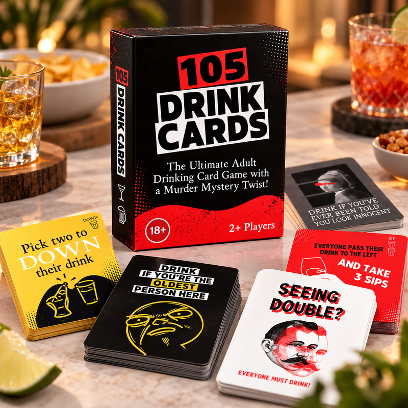 105 Printable Drink Cards – Murder Mystery Adult Party Game