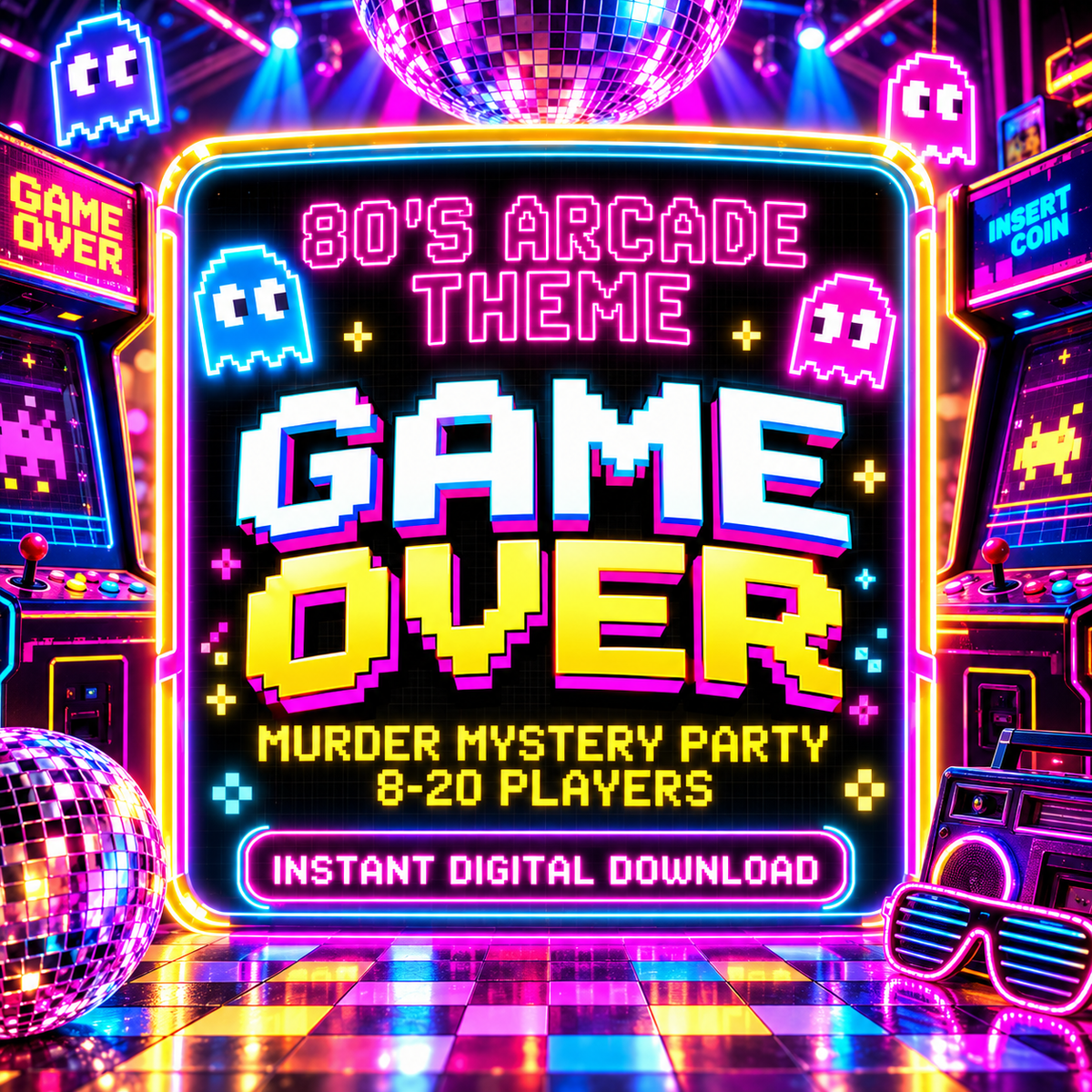 Game Over – 80s Retro Arcade Murder Mystery Party Game