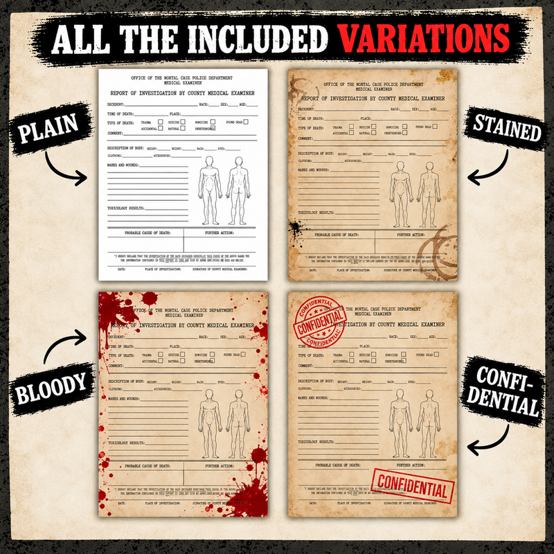 Printable Autopsy Report Template – Murder Mystery Game PDF