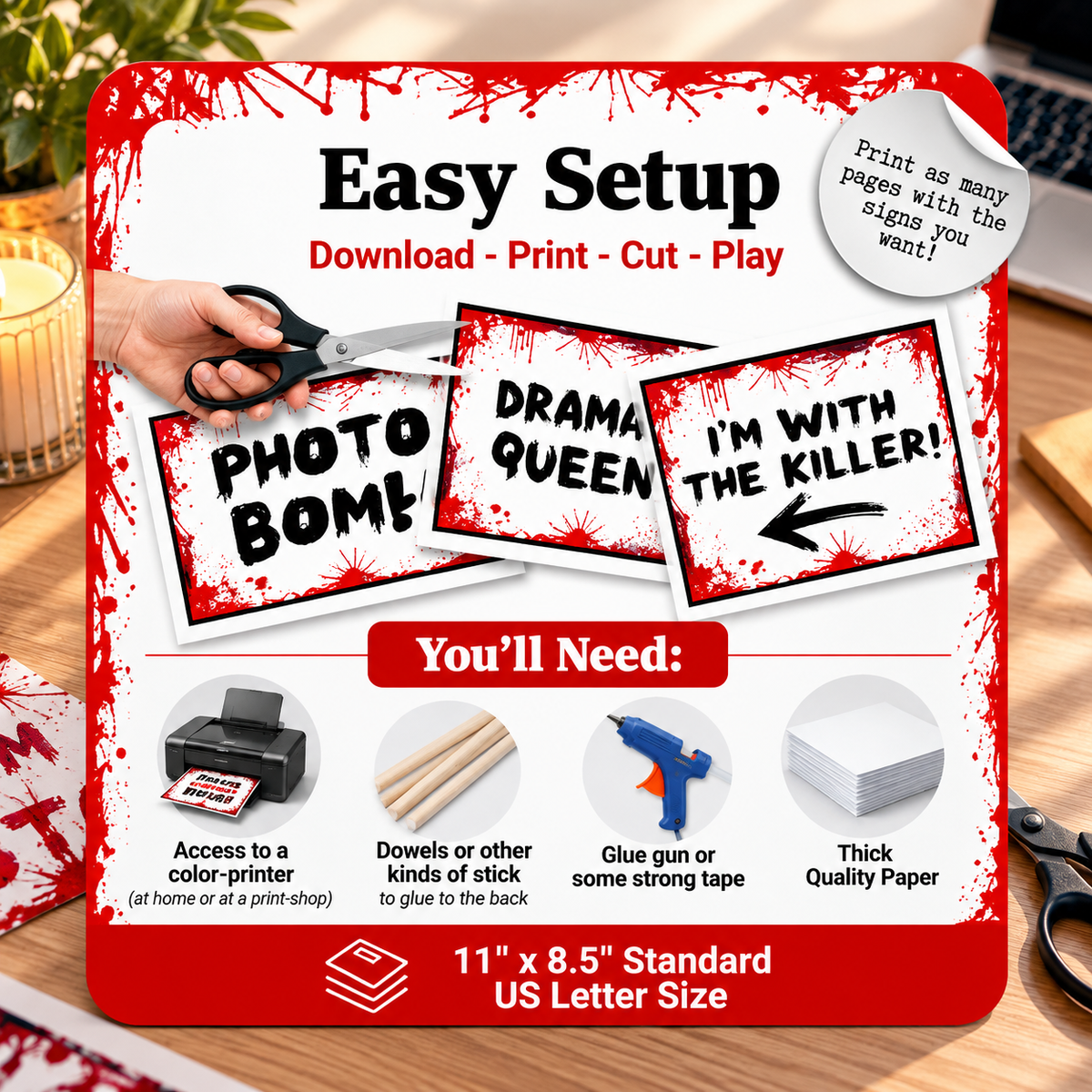 40 Murder Mystery Photo Booth Signs – Printable Party Props PDF