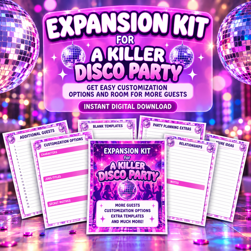 A Killer Disco Party Expansion Kit – Murder Mystery Party Game Add-On & Extra Guest