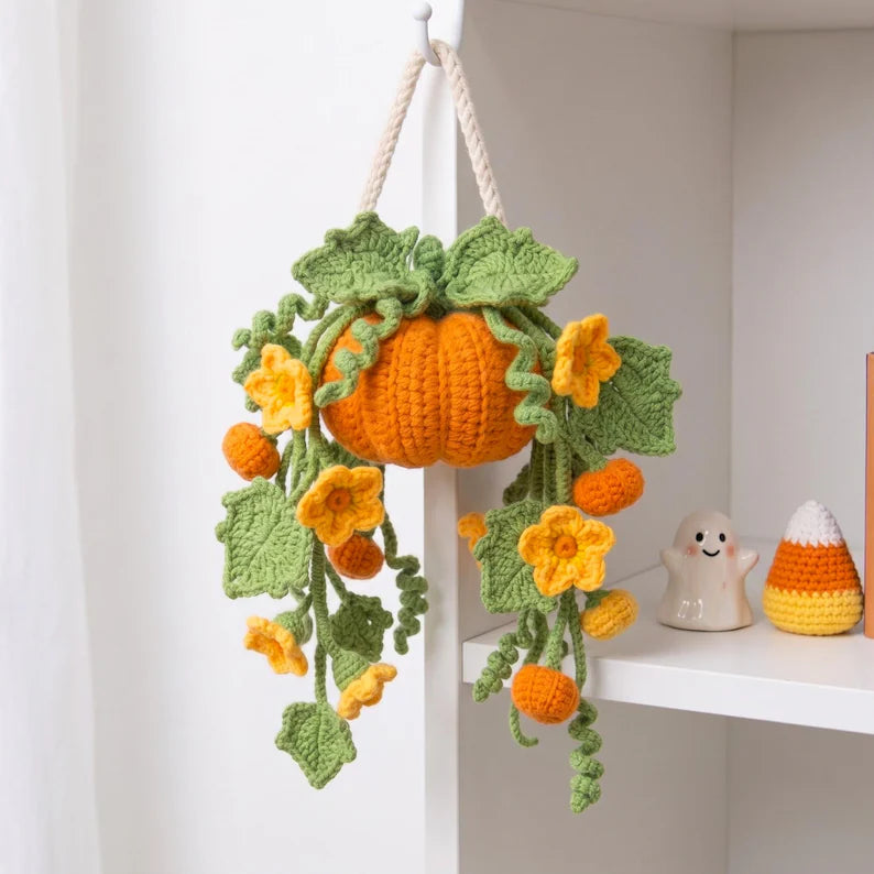 Halloween Crochet Pumpkin Hanging Decor β Handmade Fall Floral Decoration & DIY Pattern
