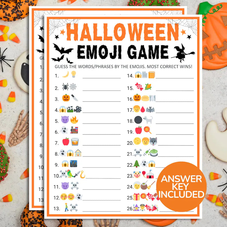 Halloween Emoji Game Printable β 26 Questions, Fun Party Activity & Digital Download PDF