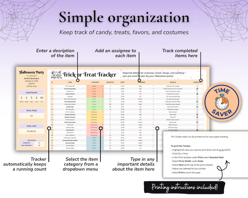 All-in-One Halloween Party Planner β Digital Budget Tracker, Guest List & Party Checklist