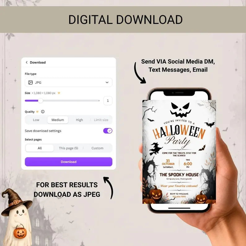 Editable Halloween Party Invitation Template β Spooky Canva Digital Invite & Printable Card