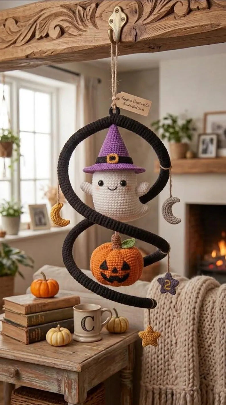 Halloween Crochet Hanging Decor Pattern โ Cute Ghost, Pumpkin & Bat Spooky DIY Decoration