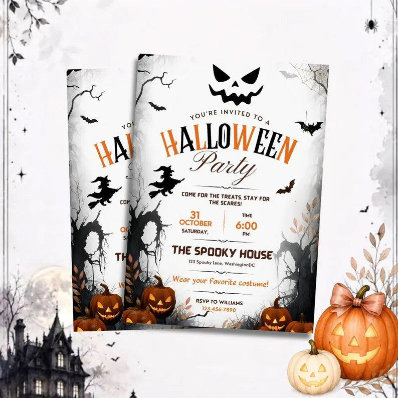 Editable Halloween Party Invitation Template β Spooky Canva Digital Invite & Printable Card