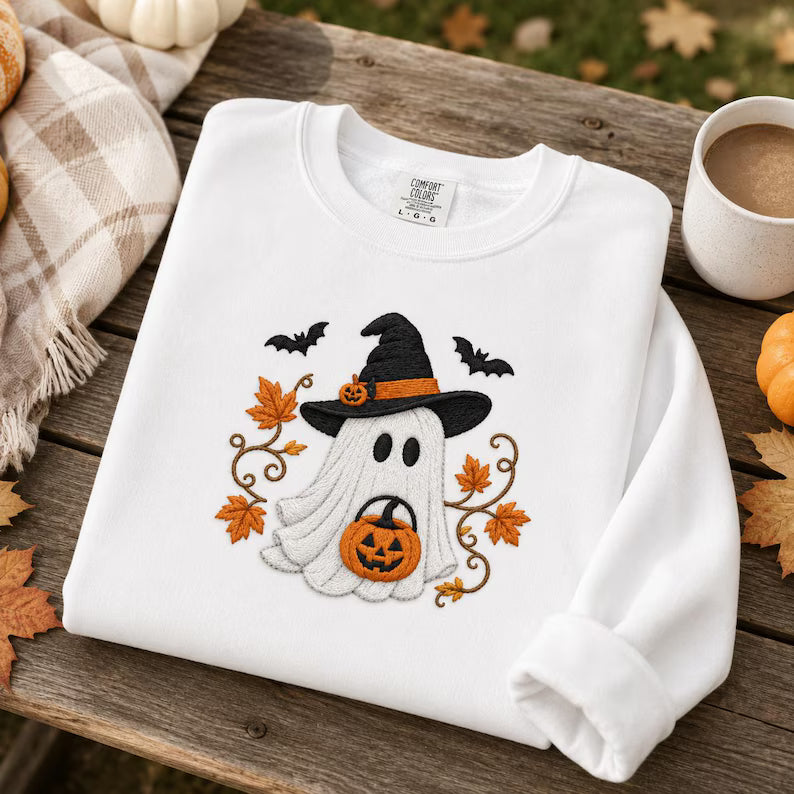 Halloween Ghost Witch Pumpkin Embroidery Design