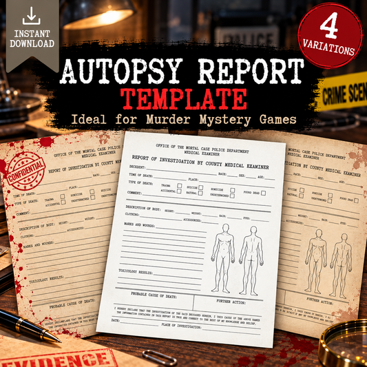 Printable Autopsy Report Template – Murder Mystery Game PDF