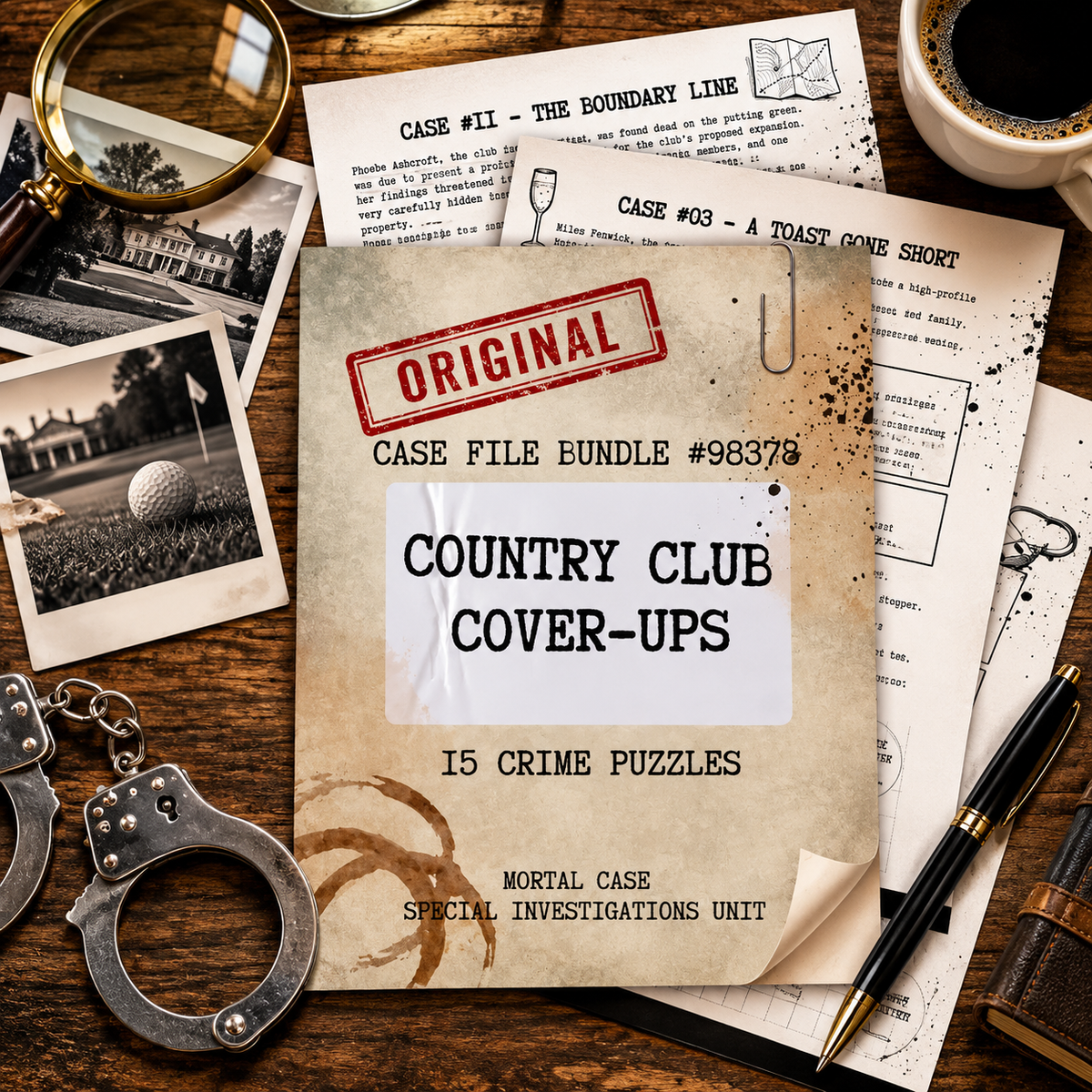 Country Club Cover-Ups – 15 Printable Crime Puzzles & Murder Mystery Case Files