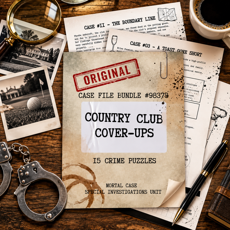 Country Club Cover-Ups – 15 Printable Crime Puzzles & Murder Mystery Case Files