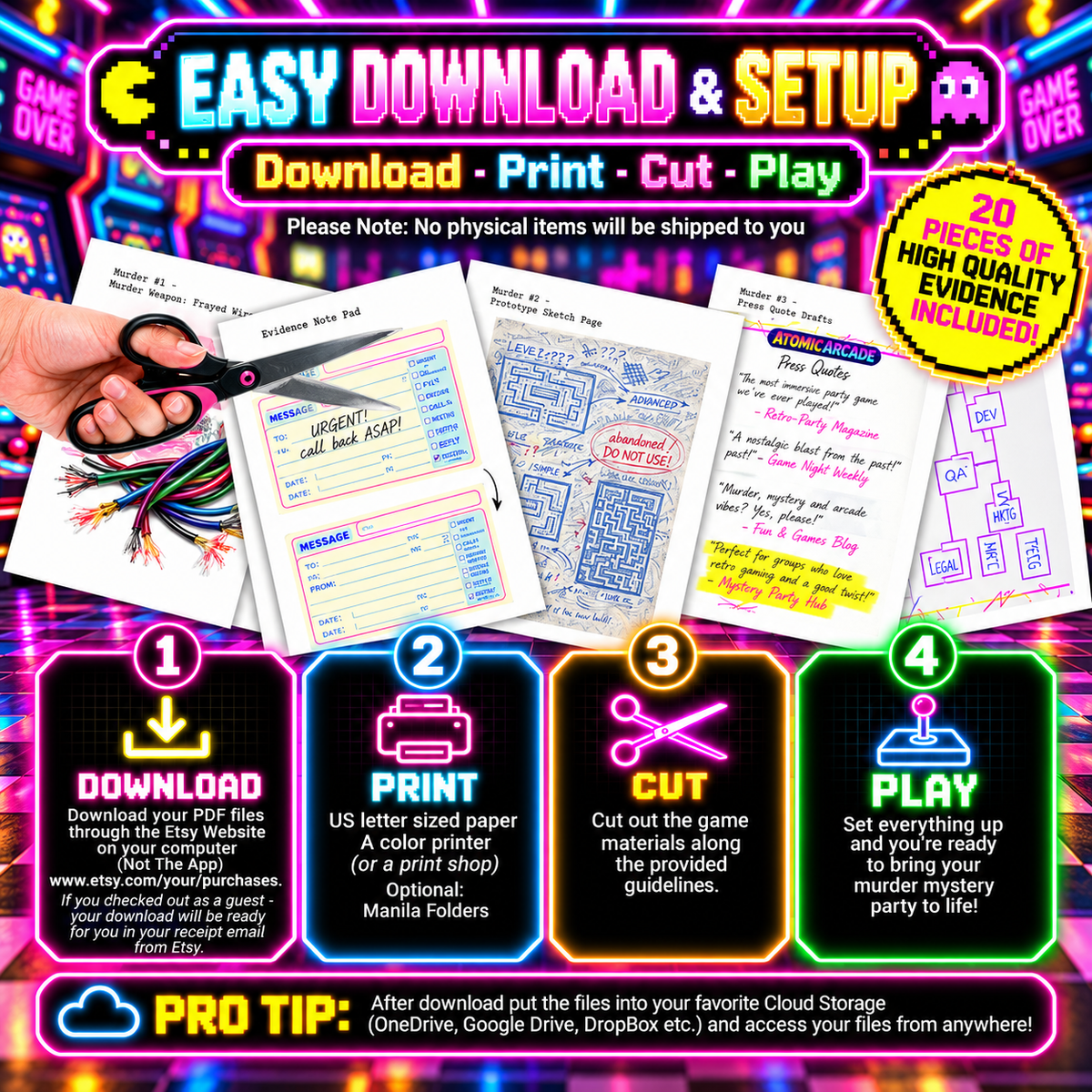 Game Over – 80s Retro Arcade Murder Mystery Party Game