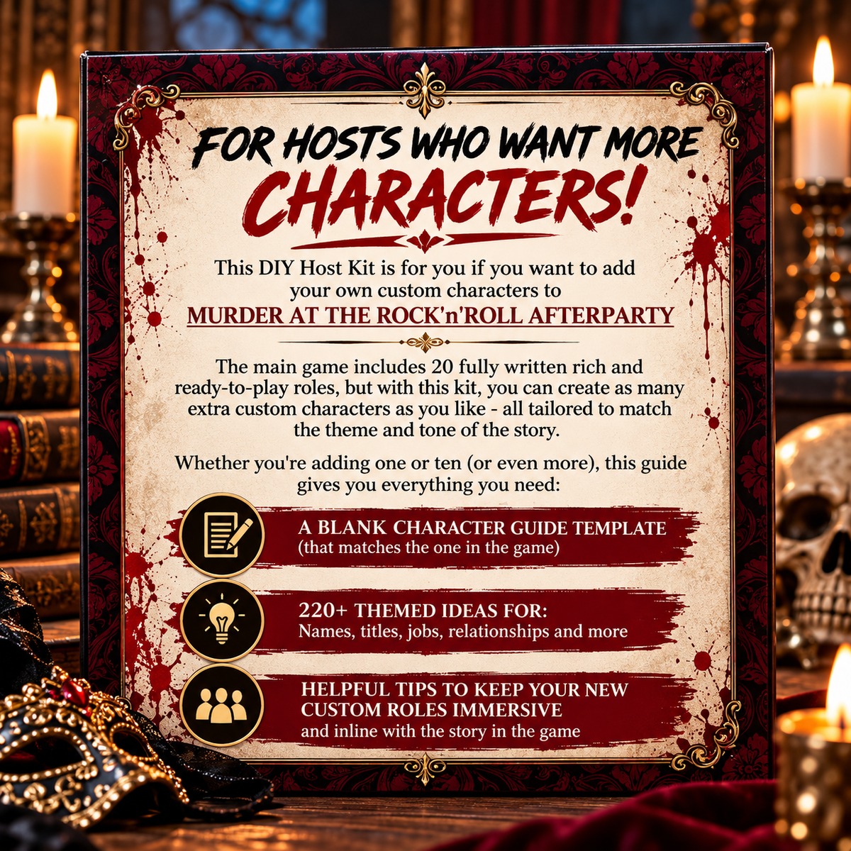 Murder at the Rock 'n' Roll After party DIY Host Kit – Custom Character Templates