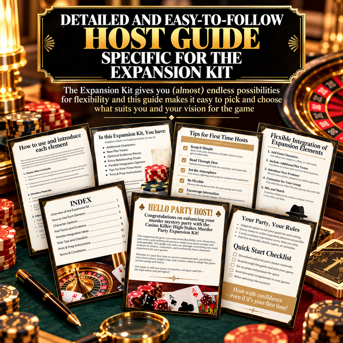 Casino Killer: High-Stakes Murder Expansion Kit – Murder Mystery Party Game Add-On