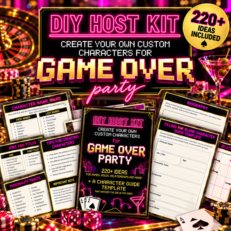 Game Over Party DIY Host Kit – Custom Character Templates