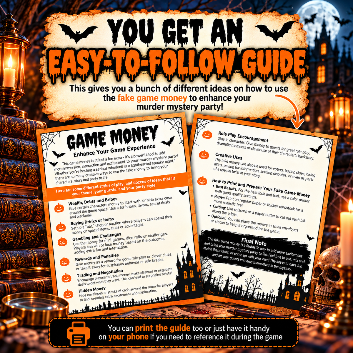 Murder Among Monsters Game Money – Printable Halloween Murder Mystery Party Props