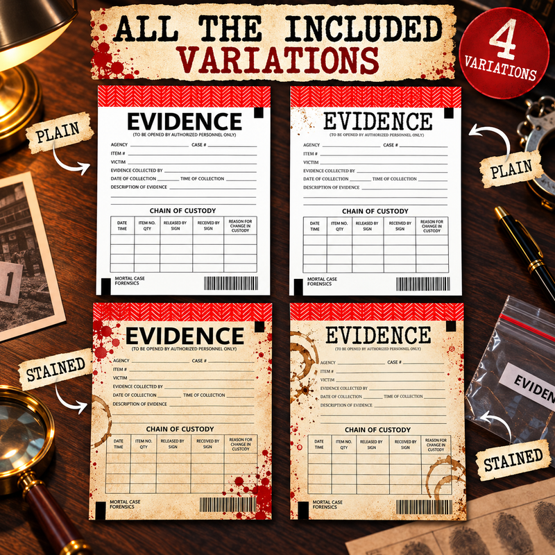 Printable Chain of Custody Evidence Template – Murder Mystery Game PDF