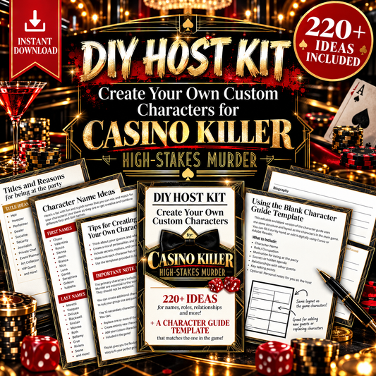 Casino Killer: High-Stakes Murder DIY Host Kit – Custom Character Templates