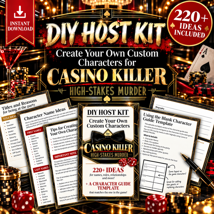 Casino Killer: High-Stakes Murder DIY Host Kit – Custom Character Templates