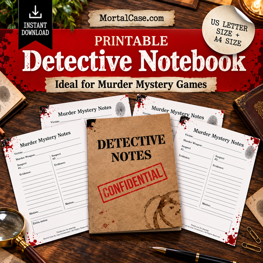 Printable Detective Notebook – Murder Mystery Game Notes PDF