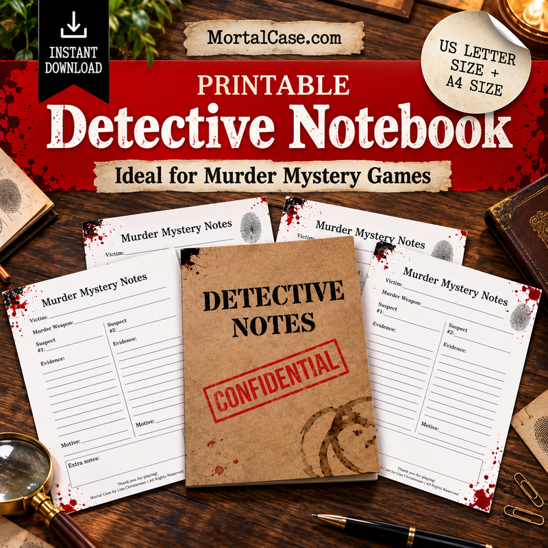 Printable Detective Notebook – Murder Mystery Game Notes PDF