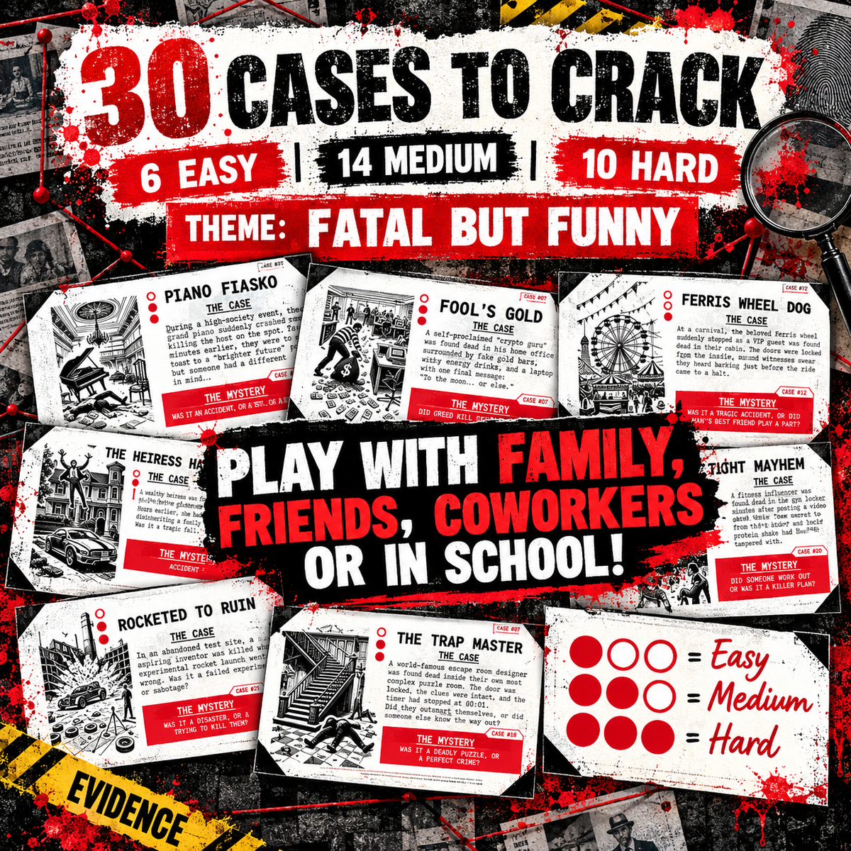 Curious Cases: Fatal But Funny – 30 Printable Murder Mystery Games