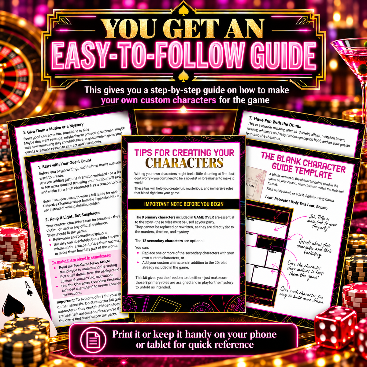 Game Over Party DIY Host Kit – Custom Character Templates