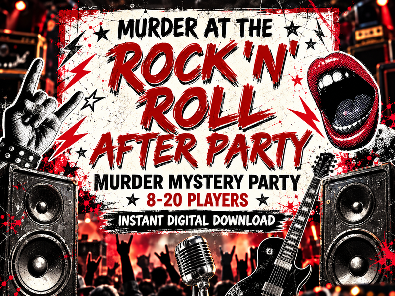Murder at the Rock 'n' Roll Afterparty – Printable Murder Mystery Party Game