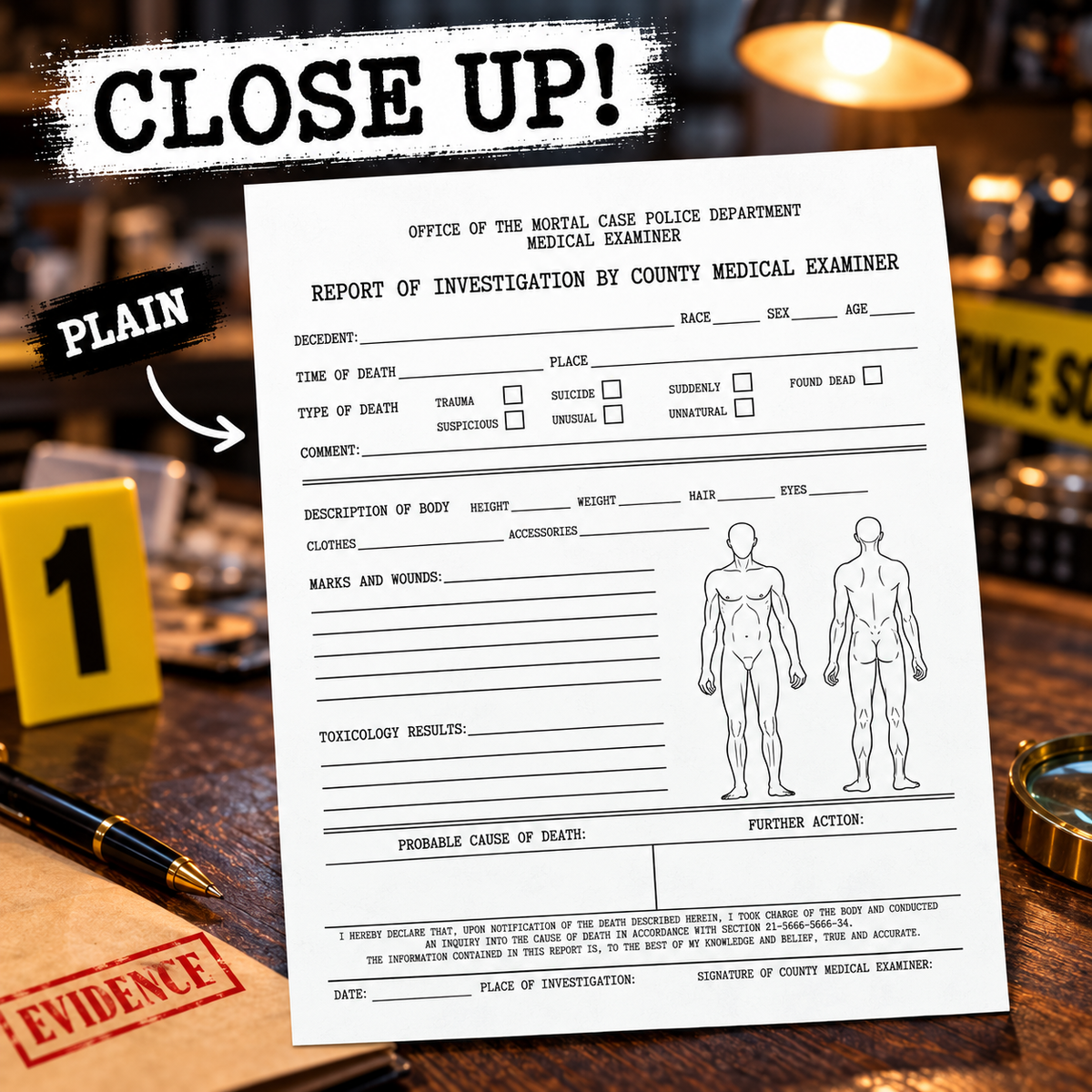 Printable Autopsy Report Template – Murder Mystery Game PDF