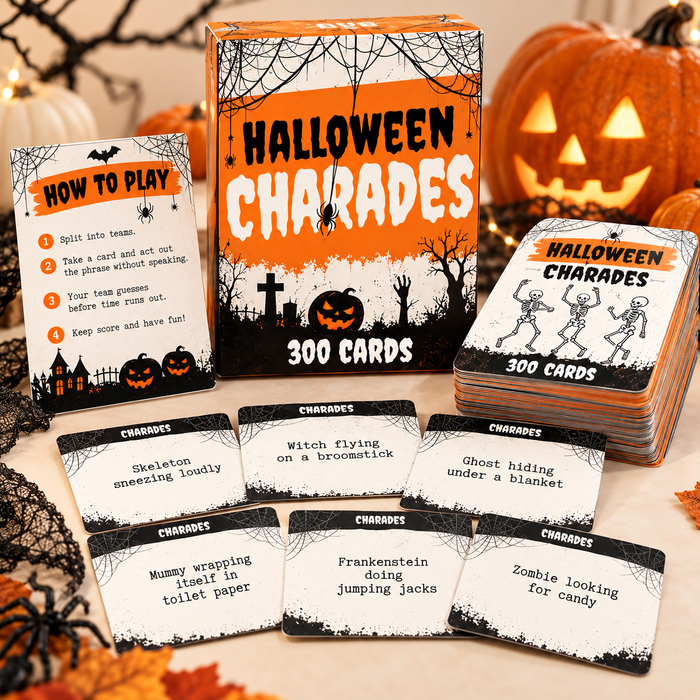 300 Printable Halloween Charades Cards Spooky Party Game PDF