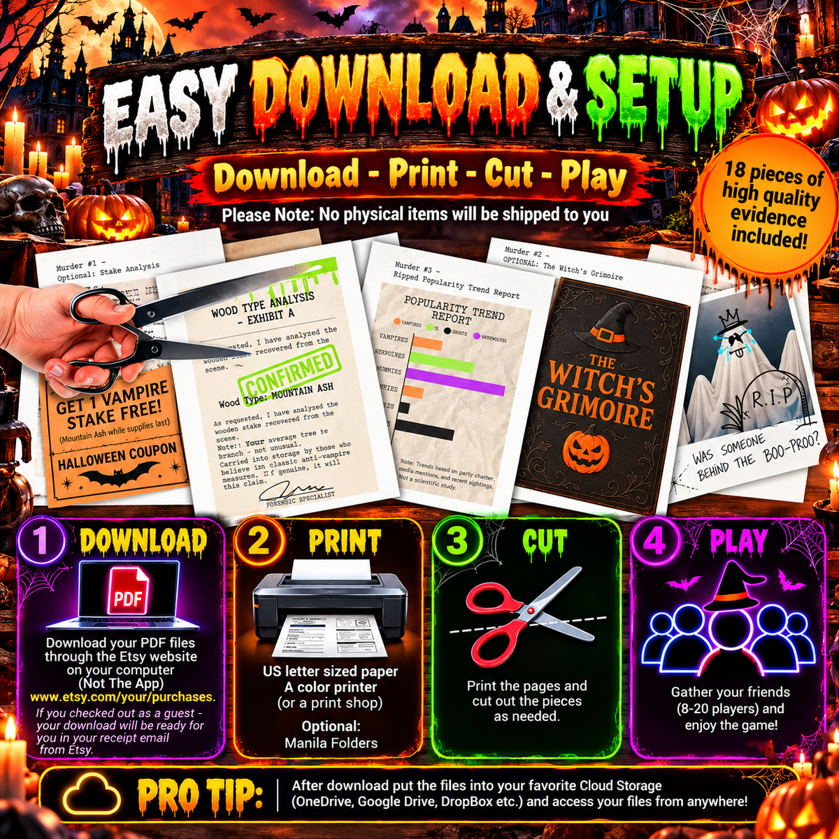 Murder Among Monsters – Classic Halloween Murder Mystery Party Game