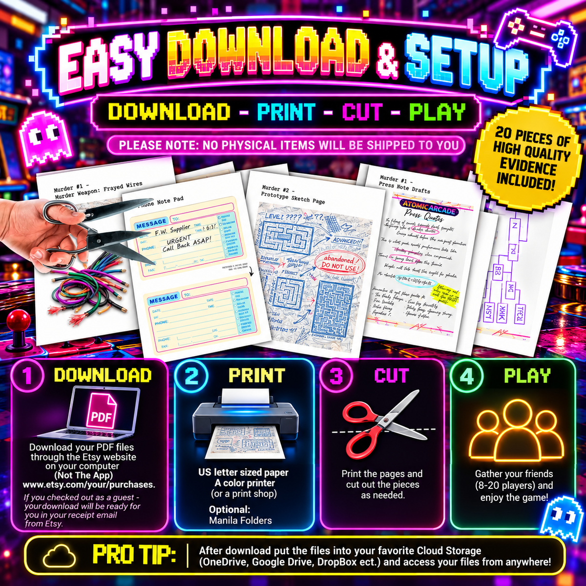 Game Over – 80s Retro Arcade Murder Mystery Party Game