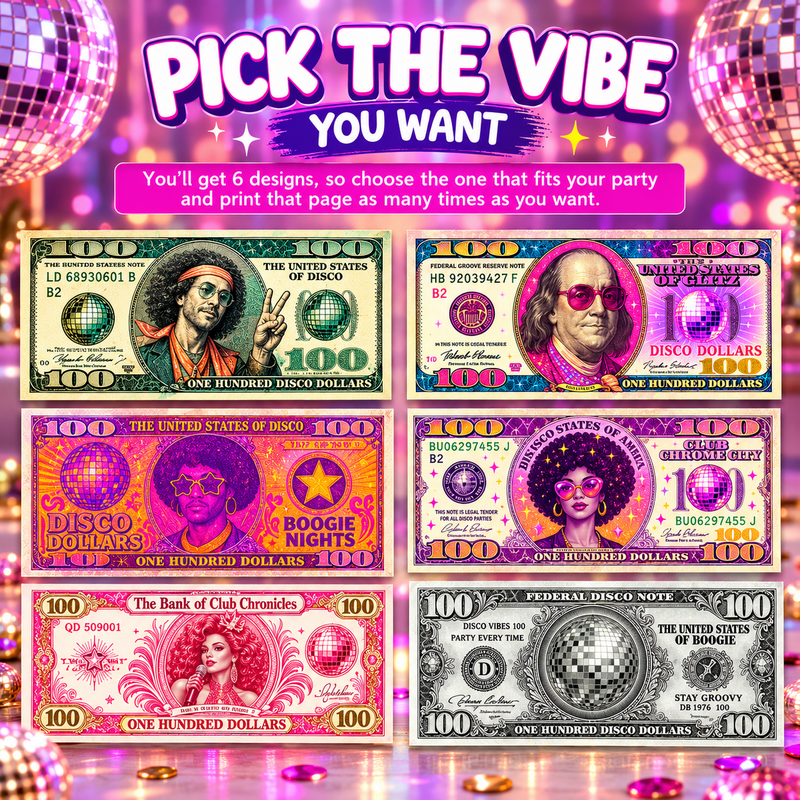 A Killer Disco Party Game Money – Printable Murder Mystery Party Props
