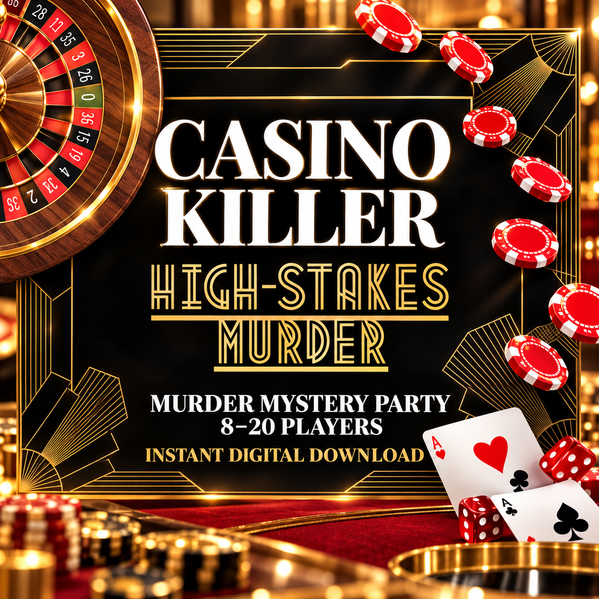 Casino Killer: High-Stakes Murder – Printable Casino Murder Mystery Party Game