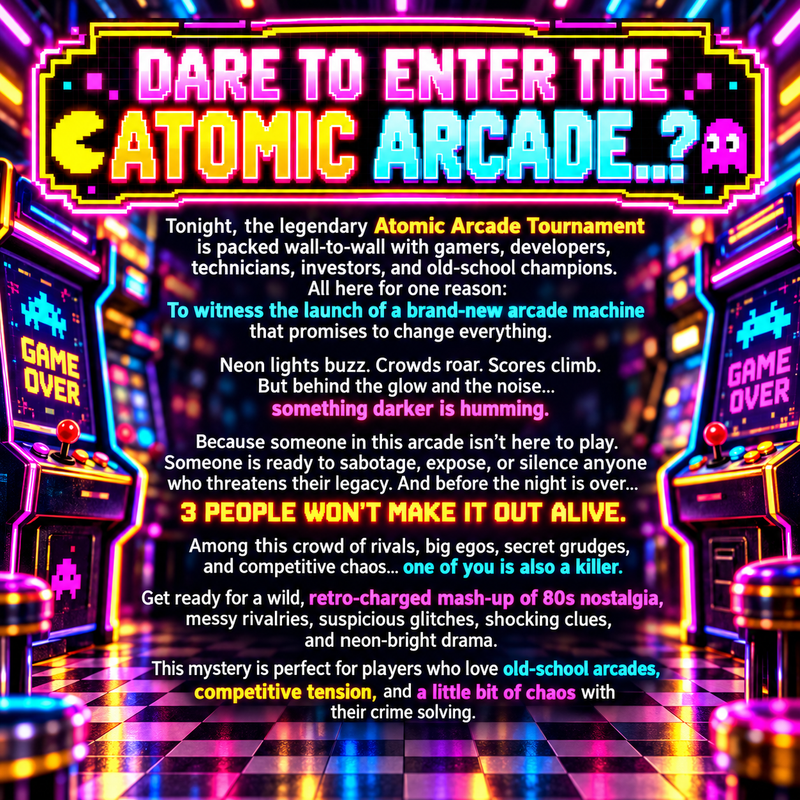 Game Over – 80s Retro Arcade Murder Mystery Party Game