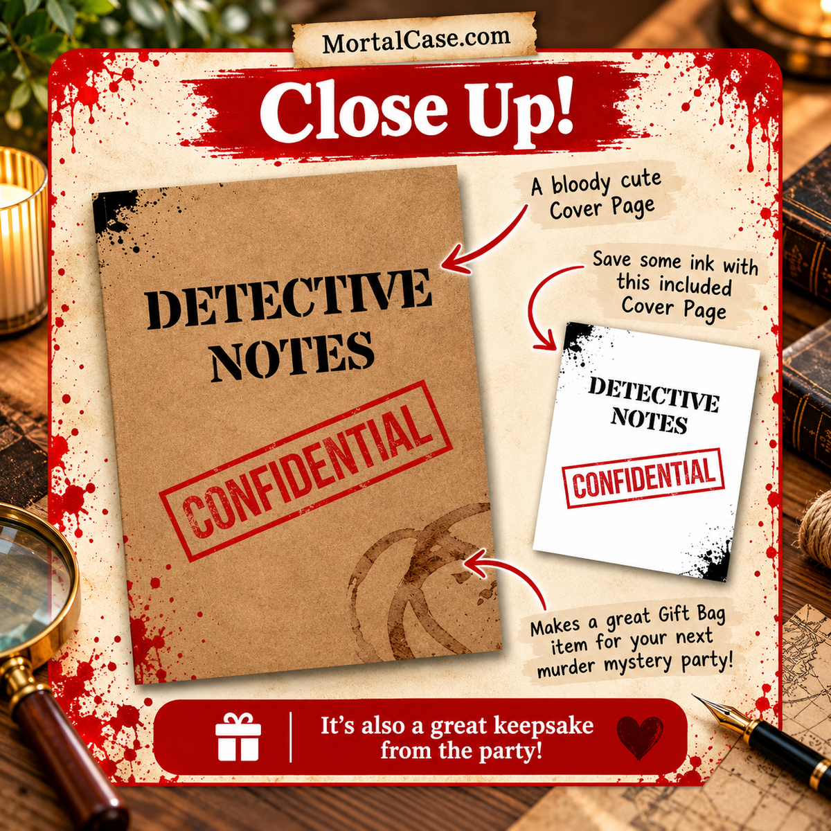 Printable Detective Notebook – Murder Mystery Game Notes PDF