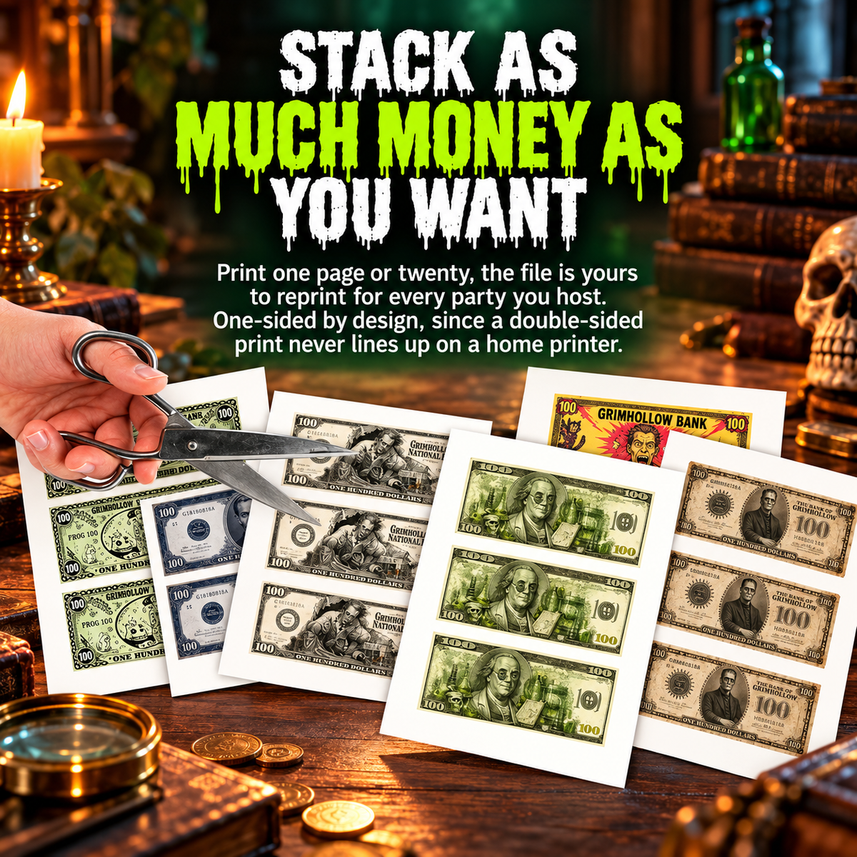 Who Killed Doctor Frankenstein? Game Money – Printable Murder Mystery Party Props