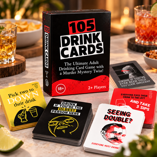 105 Printable Drink Cards – Murder Mystery Adult Party Game